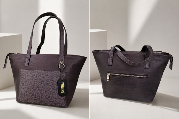 NEERAS' Vayen #3 – Marrone Prugna Croco Borsa NEERAS' Vayen #3 – Pelle italiana marrone prugna effetto croco, design artigianale africano