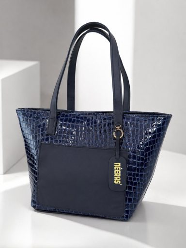 NEERAS' Vayen #2 – Blu Marino Croco Borsa NEERAS' Vayen #2 – Pelle italiana blu marino effetto croco, design artigianale africano